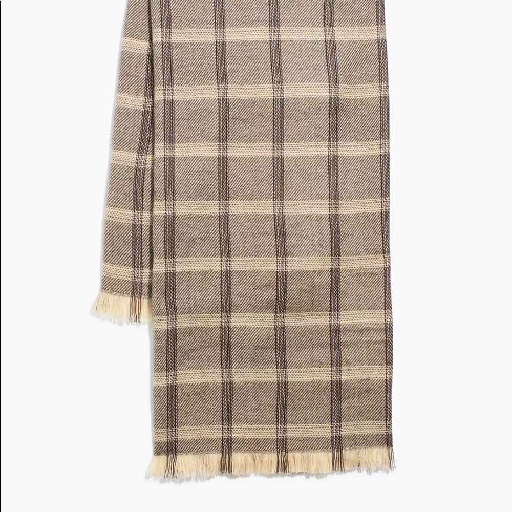 Madewell Plaid Scarf in Brown and Cream